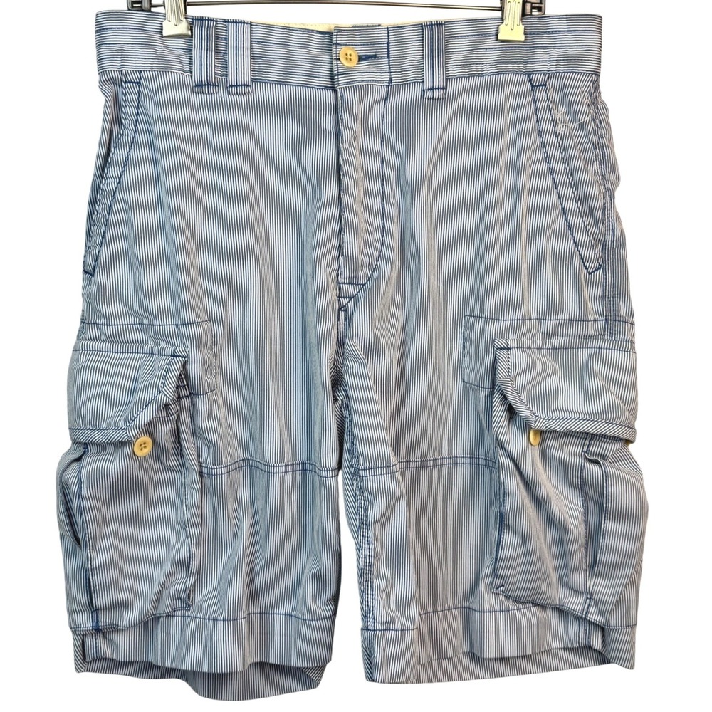 Polo Ralph Lauren Cargo Shorts‎ 33 Men Striped Blue White Cotton Preppy Nautical